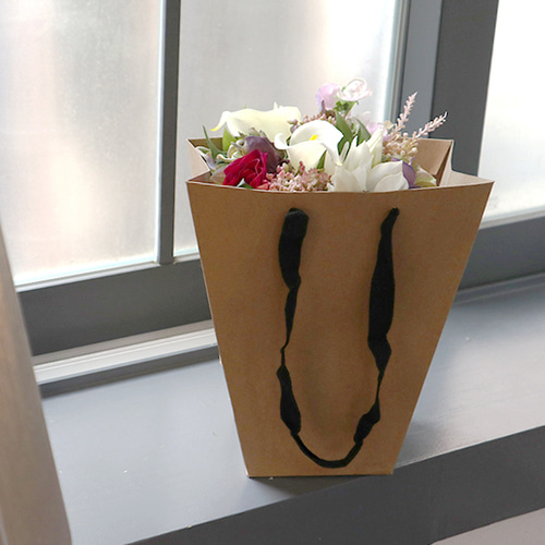 크라프트 화분쇼핑백 사선형 (10매)3가지 사이즈 선물 꽃다발 답례품 포장용 고급 사다리꼴 종이 봉투