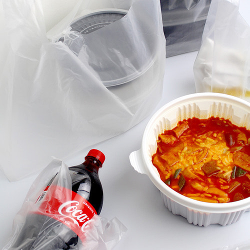 HD투명 M자형 비닐쇼핑백(100매)4가지 사이즈 김밥 분식 초밥 샐러드 콜라 음료 배달포장봉지 저렴 비닐봉투