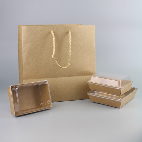 크라프트 도시락 종이쇼핑백 (50매)2가지 사이즈 배달 테이크아웃 선물 상품포장 봉투