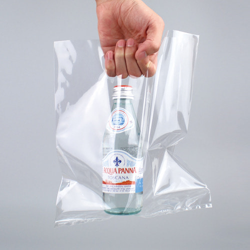 PP투명 비닐쇼핑백 (100매)2가지 사이즈 폭 없는 빳빳한 링손잡이 봉투