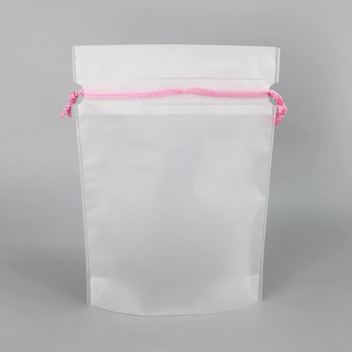 나시지 복주머니 백색끈/분홍끈 (100매)  사이즈 반투명 상품 선물 포장 보관 고급 조임 봉투