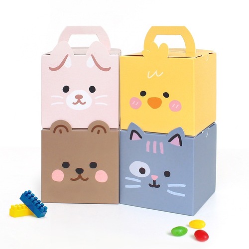 사각 애니멀 상자 4종(1매)  동물 초콜릿 모찌 캔디 악세서리 선물포장 초소형 어린이집 포장