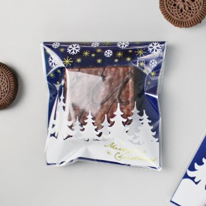 크리스마스 밤하늘 접착봉투 (50매)캔디 초콜렛 악세서리 선물포장 기념일 시즌 디자인 OPP 비닐백