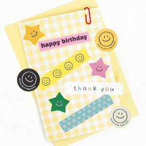 손그림 스마일땡큐 스티커 10장(30매)  미니 선물 감사 스티커 데코 디자인 손그림 귀여운
