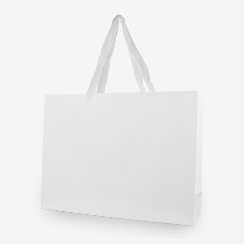 숄더형 화이트 무광 종이쇼핑백 (10매)2가지 사이즈 흰색 긴 면끈 대형 포장 봉투