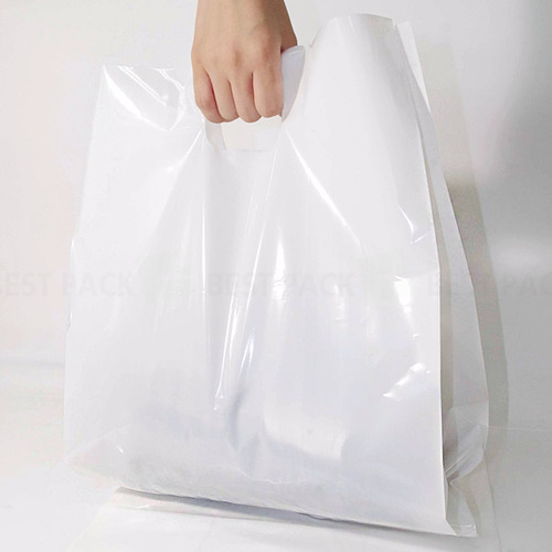 PE화이트 무지 비닐쇼핑백 (100매)3가지 사이즈 옆으로 폭이 들어간 흰색 봉투 베이커리 홍보 판촉 의류