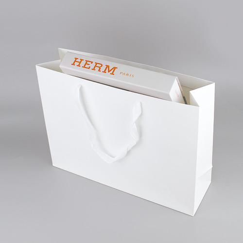 숄더형 화이트 무광 종이쇼핑백 (10매)41호(41+12)x31cm 흰색 긴 면끈 대형 포장 봉투