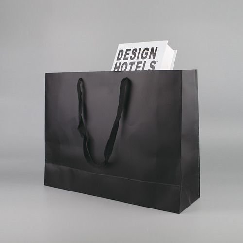 숄더형 블랙무광 종이쇼핑백 2가지사이즈 (10매) 검정색 긴 면끈 대형 포장 봉투