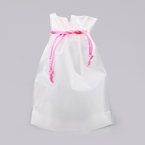 나시지 복주머니 백색끈/분홍끈 (100매)  사이즈 반투명 상품 선물 포장 보관 고급 조임 봉투