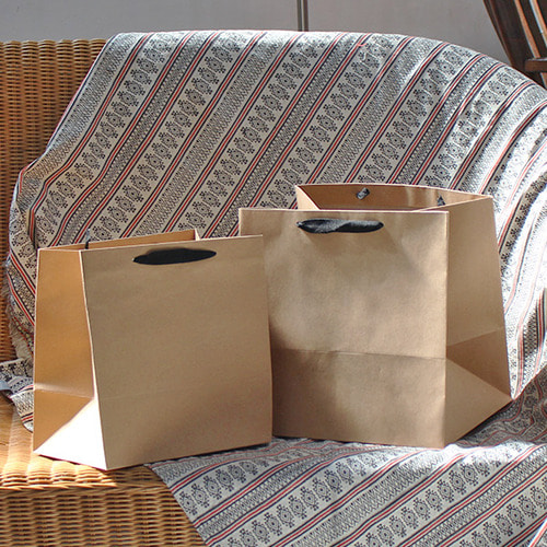 크라프트 화분쇼핑백 정사각형 (10매)2가지 사이즈 꽃 상자 포장 넓은 긴끈 종이봉투