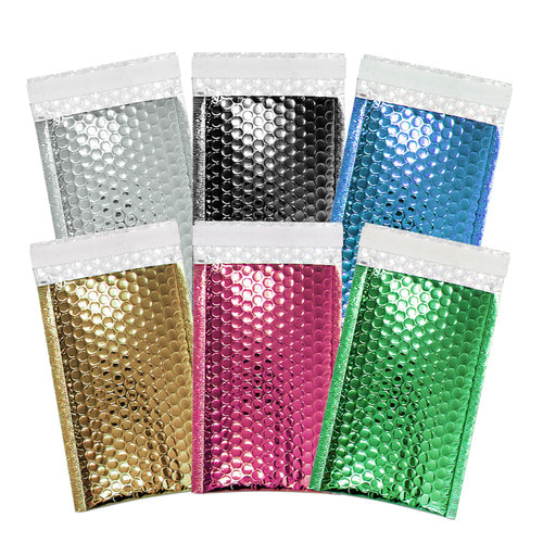 메탈 에어캡 봉투 (10매/100매/1000매)반짝이는 비닐 뽁뽁이 선물 우편 택배발송 접착 포장팩 안전봉투