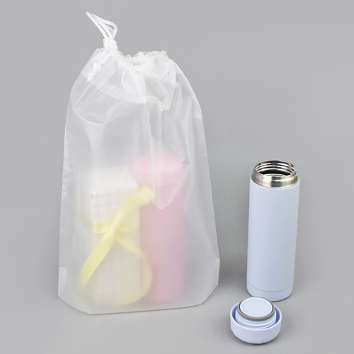PE반투명 조리개 외줄 (100매)2사이즈 의류보관 상품포장 정리봉투 무광택 조임끈 비닐백