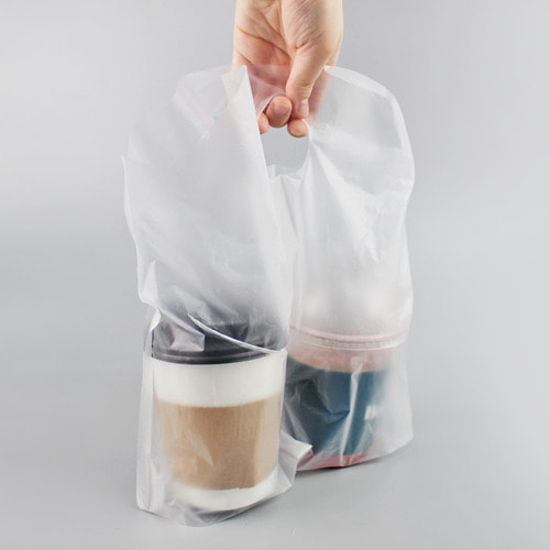 컵캐리어 1구 / 2구 음료수 커피 쥬스 소스 포장 배달 절취선 비닐봉투