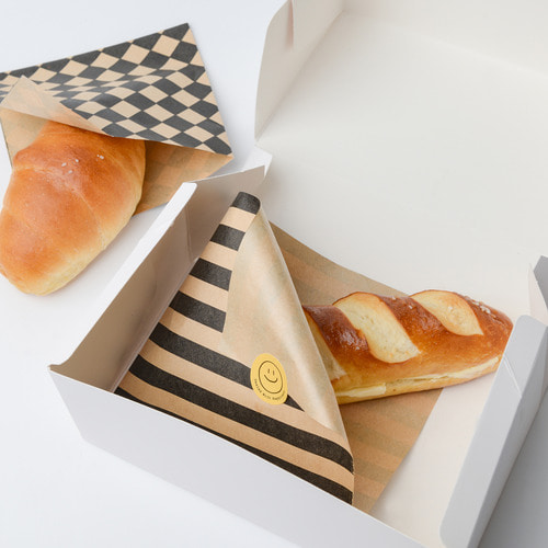 패턴 크라프트 양포지 (500매)내면코팅 식품지 테이크아웃 카페 베이커리 햄버거 포장지  인쇄제작 가능
