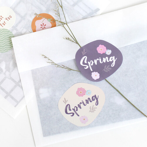 플라워 레터링 스티커 2종 10장(20매)  미니 선물 스티커 데코 디자인 벚꽃 일러스트 봄 느낌