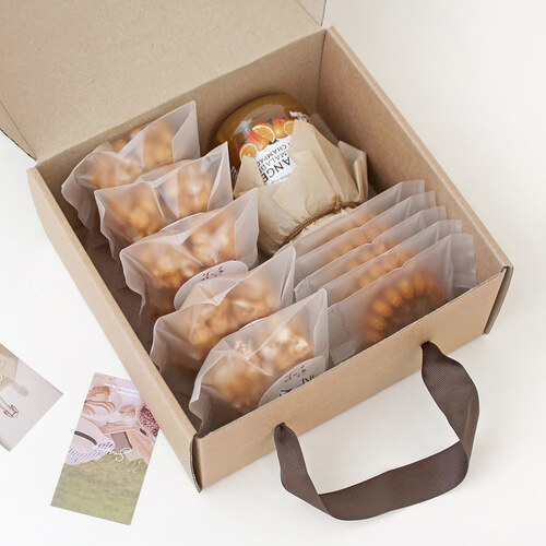 크라프트 종이상자 끈 쇼핑백 (3매) 인쇄제작 가능 종이상자  수제간식 기념일 선물 답례품 튼튼한 포장박스