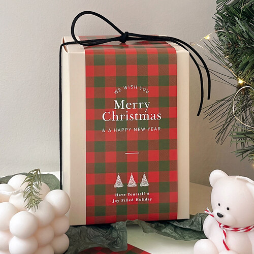 크리스마스 체크 띠지 (30매)크리스마스선물용 패키지 포장 선물 데코레이션