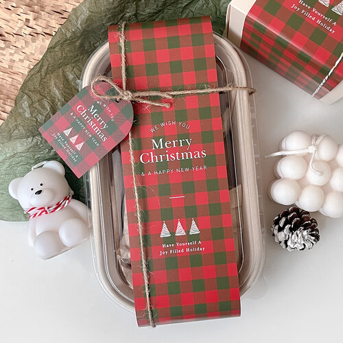 크리스마스 체크 띠지 (30매)크리스마스선물용 패키지 포장 선물 데코레이션