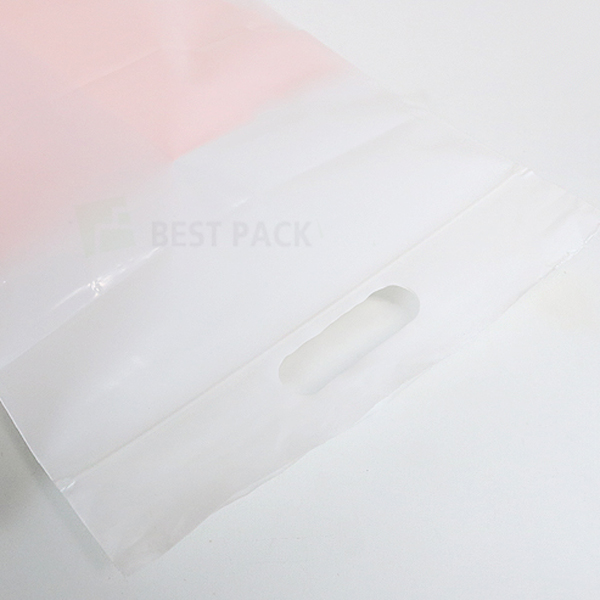 화이트 지퍼 비닐쇼핑백(100매)6가지 사이즈 흰색 손잡이 PE 봉투
