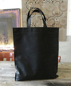 블랙 부직포 쇼핑백 (10매)4사이즈 심플한 토트형 손잡이 가방 재활용 장바구니 인쇄제작 가능