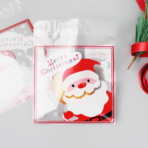크리스마스 산타 접착봉투 (50매)쿠키 빵 캔디 초콜렛 악세서리 선물포장 기념일 시즌 디자인 OPP 비닐백