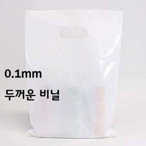 두꺼운 PE화이트 무지 비닐쇼핑백 (100매)폭 없는 3가지 사이즈잘 늘어나지 않는 0.1두께 흰색 봉투